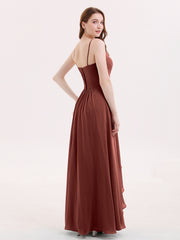 Mousseline Robe Demoiselle d'honneures avec Jupe Cascade terracotta