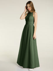 Illusion Col Croisé Taille Tulle Robes Olive Verte