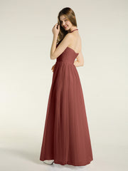 Illusion Col Croisé Taille Tulle Robes terracotta