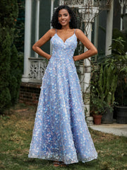 Robe Florale en A-ligne Appliquée en Dentelle à Col en V Corail Grande Taille