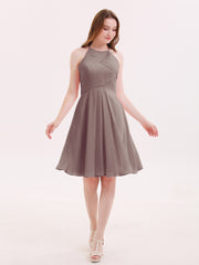 Short Mousseline Robe Demoiselle d'honneur avec Poche Dusk