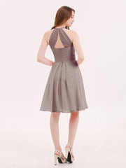 Short Mousseline Robe Demoiselle d'honneur avec Poche Dusk
