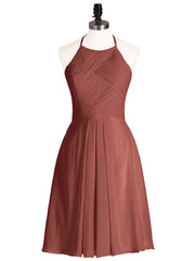 Short Mousseline Robe Demoiselle d'honneur avec Poche terracotta