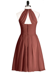 Short Mousseline Robe Demoiselle d'honneur avec Poche terracotta