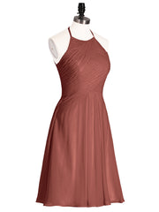 Short Mousseline Robe Demoiselle d'honneur avec Poche terracotta