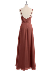 Spaghetti Bretelle Haut Bas Mousseline Robes Avec Nœud terracotta Grande Taille