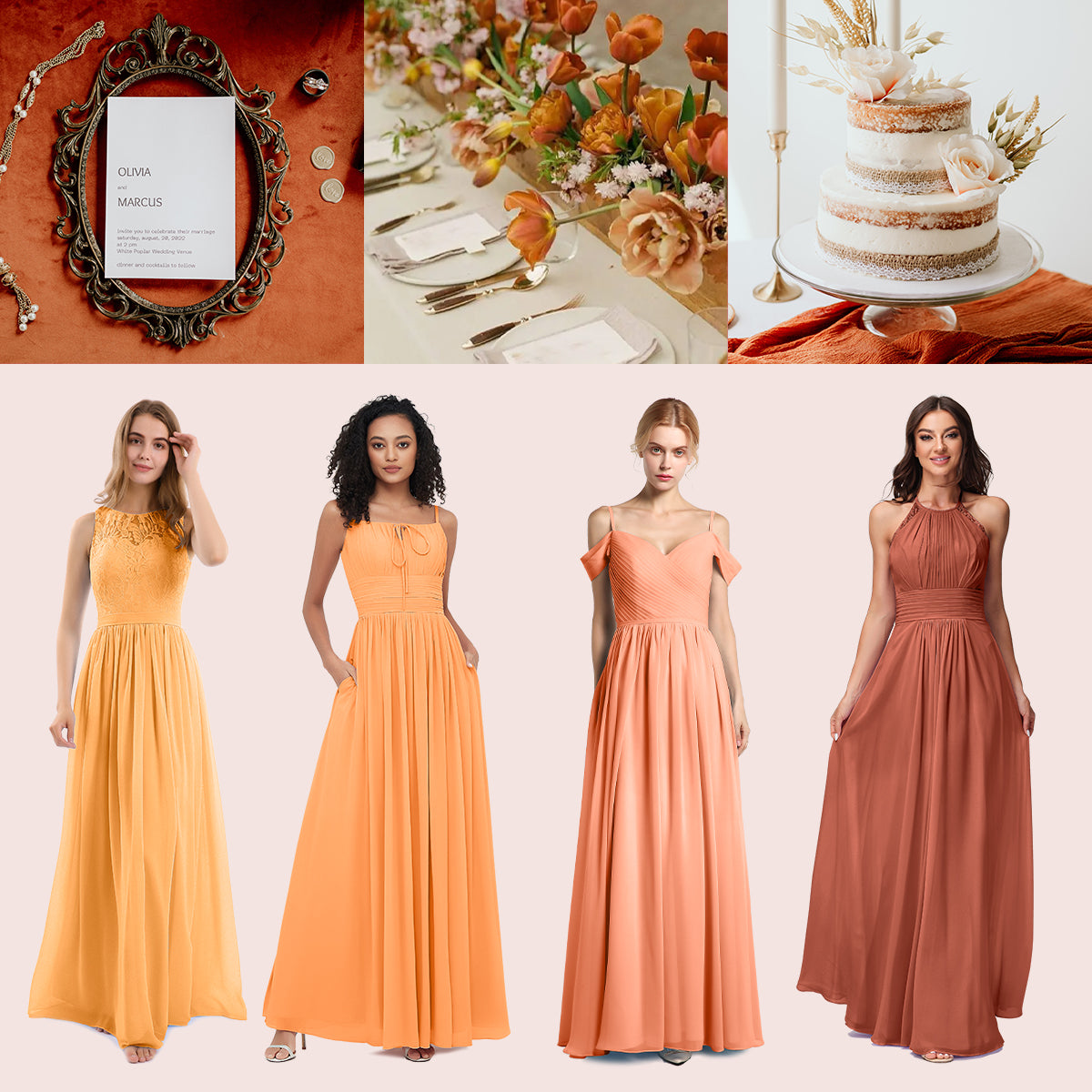 ROBES DE DEMOISELLE D’HONNEUR EN ORANGE