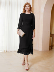 Robe en Mousseline Longueur de Mollet avec Veste Noir