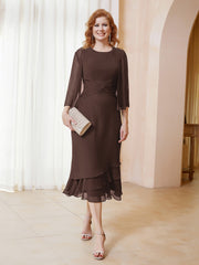 Robe en Mousseline Longueur de Mollet avec Veste Chocolat