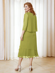 Robe en Mousseline Longueur de Mollet avec Veste Trèfle