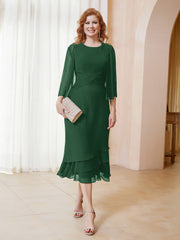 Robe en Mousseline Longueur de Mollet avec Veste Vert Foncé