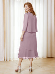 Robe en Mousseline Longueur de Mollet avec Veste Dusk Grande Taille