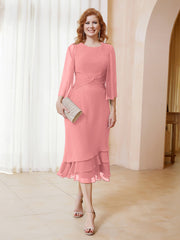 Robe en Mousseline Longueur de Mollet avec Veste Flamant Grande Taille