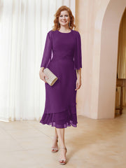 Robe en Mousseline Longueur de Mollet avec Veste Raisin