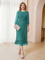 Robe en Mousseline Longueur de Mollet avec Veste Jade Grande Taille