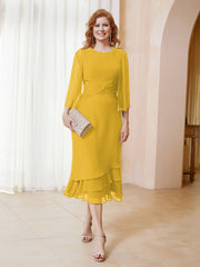 Robe en Mousseline Longueur de Mollet avec Veste Souci Grande Taille