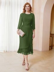 Robe en Mousseline Longueur de Mollet avec Veste Mousse Grande Taille