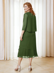 Robe en Mousseline Longueur de Mollet avec Veste Mousse