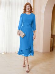 Robe en Mousseline Longueur de Mollet avec Veste Bleu Océan Grande Taille