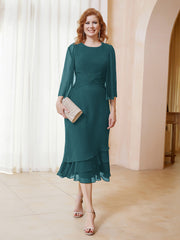 Robe en Mousseline Longueur de Mollet avec Veste Paon Grande Taille