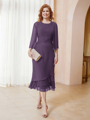 Robe en Mousseline Longueur de Mollet avec Veste Plum