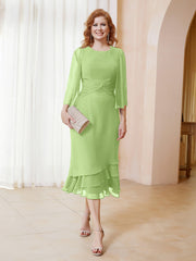 Robe en Mousseline Longueur de Mollet avec Veste Sauge