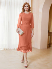 Robe en Mousseline Longueur de Mollet avec Veste Crépuscule Grande Taille