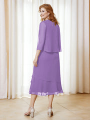 Robe en Mousseline Longueur de Mollet avec Veste Tahiti Grande Taille