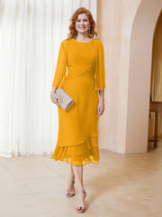 Robe en Mousseline Longueur de Mollet avec Veste Mandarine Grande Taille