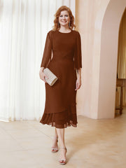 Robe en Mousseline Longueur de Mollet avec Veste Terracotta