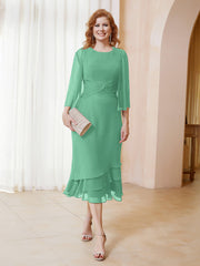 Robe en Mousseline Longueur de Mollet avec Veste Turquoise