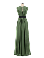 FAUX-Wrap Mousseline Robe avec Ceinture Olive Vertee Olive Verte