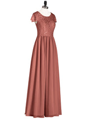 Robes Demoiselle d'honneure Longues avec Mancheron terracotta