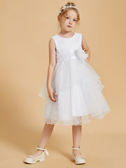 Adorables Robes de Fille Longueur aux Genoux avec Accents de Nœud Papillon