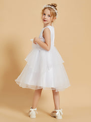 Adorables Robes de Fille Longueur aux Genoux avec Accents de Nœud Papillon