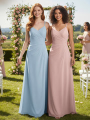 Robe Longue en Mousseline à Doubles Bretelles Croisées Dans le Dos Rose Poudré