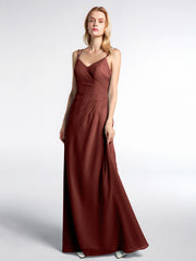 Robe Longue en Mousseline à Doubles Bretelles Croisées Dans le Dos terracotta