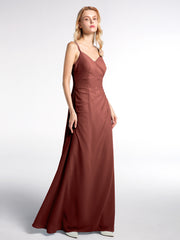 Robe Longue en Mousseline à Doubles Bretelles Croisées Dans le Dos terracotta