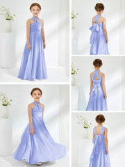 Robes de Demoiselle d'Honneur Junior A-ligne Sans Manches à Col Licou Lavande