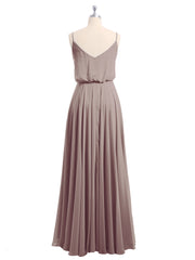 Spaghetti Bretelle Scoop Mousseline Robes Avec Fente Dusk