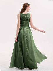 Longueur de Genou Robe Demoiselle d'honneur Courte avec Col en V Olive Verte Grande Taille