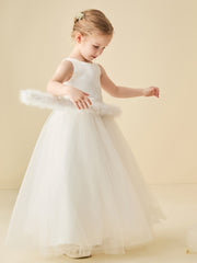 Robe de Demoiselle d'Honneur en Forme de Robe de Bal avec Lacets sans Manches