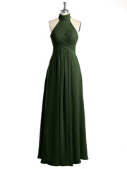 Illison Col Haut Croisé Poitrine Mousseline Robes Olive Verte