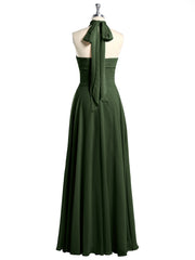 Illison Col Haut Croisé Poitrine Mousseline Robes Olive Verte