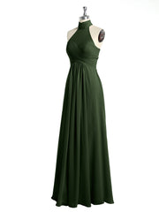 Illison Col Haut Croisé Poitrine Mousseline Robes Olive Verte