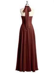 Illison Col Haut Croisé Poitrine Mousseline Robes terracotta