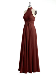 Illison Col Haut Croisé Poitrine Mousseline Robes terracotta