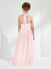 Robes de Demoiselle d'Honneur Junior Asymétriques à A-ligne avec Fleur Rose Pâle