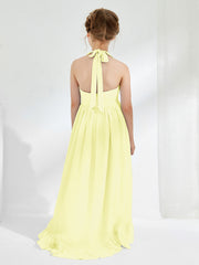 Robes de Demoiselle d'Honneur Junior Asymétriques à A-ligne avec Fleur Jonquille