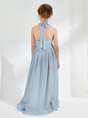 Robes de Demoiselle d'Honneur Junior Asymétriques à A-ligne avec Fleur Bleu Poudré